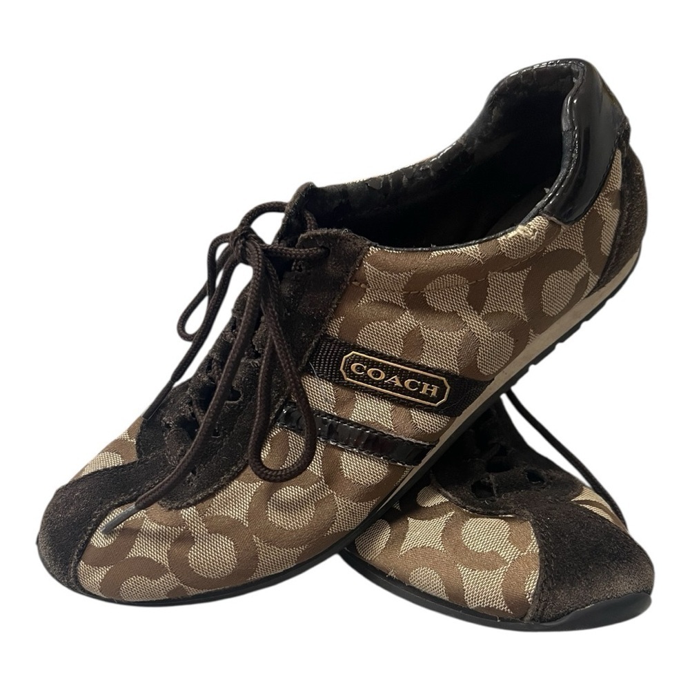Coach Kathleen Signatures Logo Sneakers Brown & Tan Size 8.5 Women